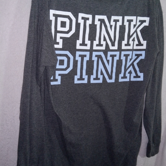 Victoria's Secret PINK Heather Gray Oversized  V-Neck Tee - Picture 5 of 10